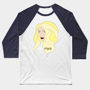 Women Portrait Illustration GRL Pwr Light Hair blue Baseball T-Shirt